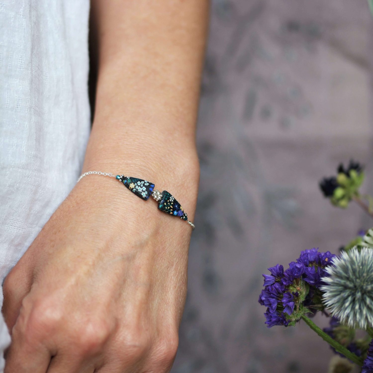11prunes-asperule-bracelet-fin-floral-violet-argent-925 image 3