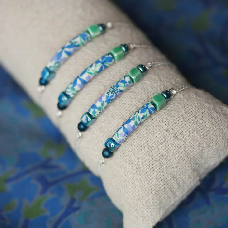 11prunes-phac-lie-bracelet-perles-vert-bleu-argent-925-16-cm image 1