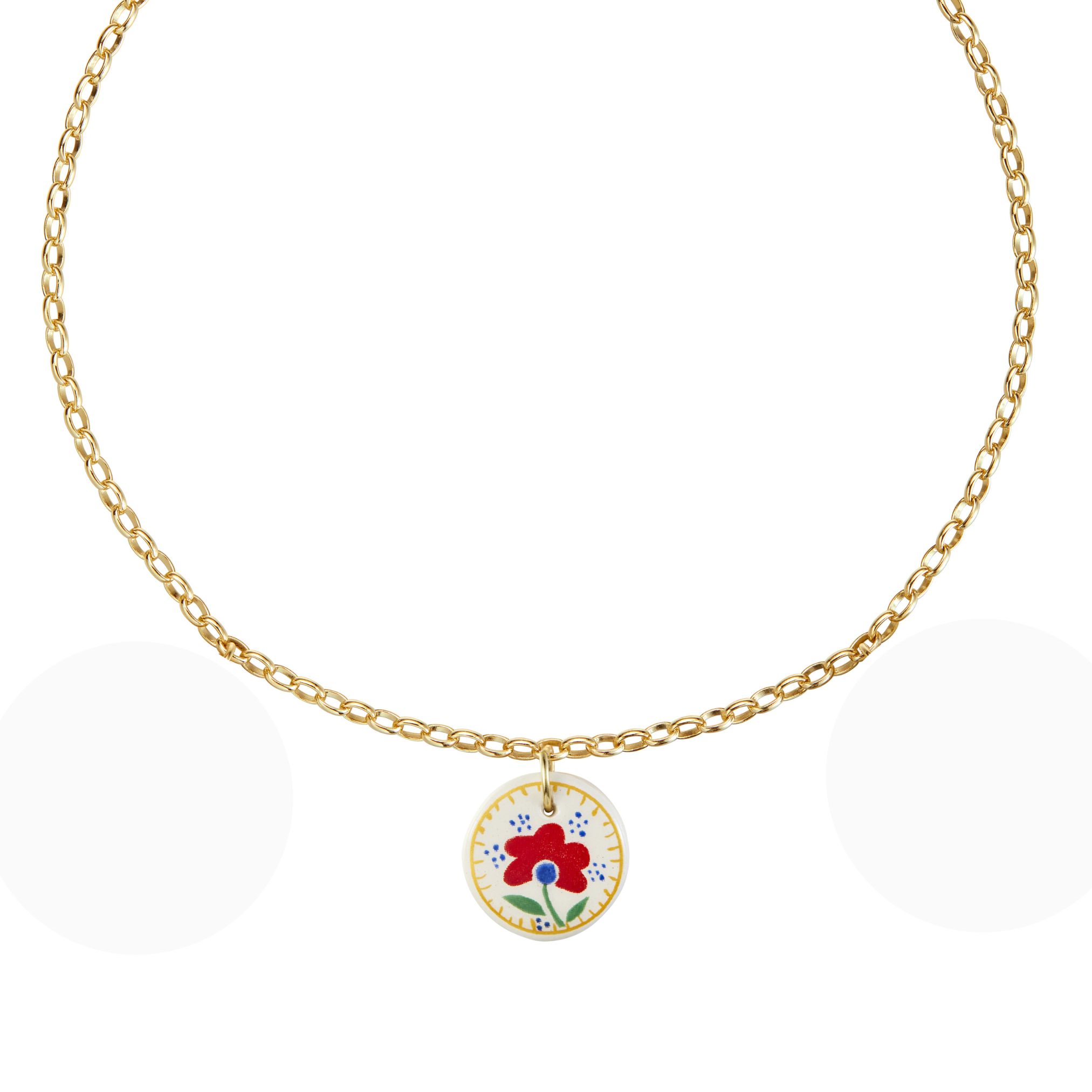armeria-fa-enz-collier-fa-ence-fleur-rouge-cha-ne-or-43-cm image 1