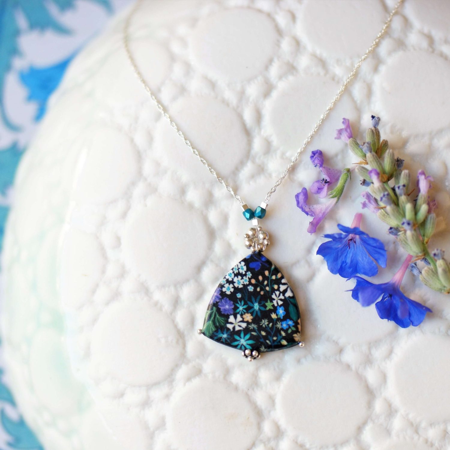 11prunes-asperule-collier-pendentif-argent-925-floral-violet-vert image 2