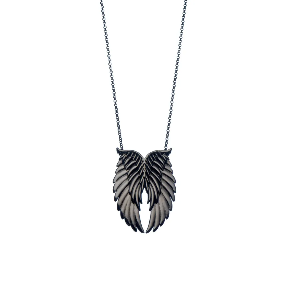 agapi-wings-collier-ailes-argent-rhodium-noir-unisexe image 1