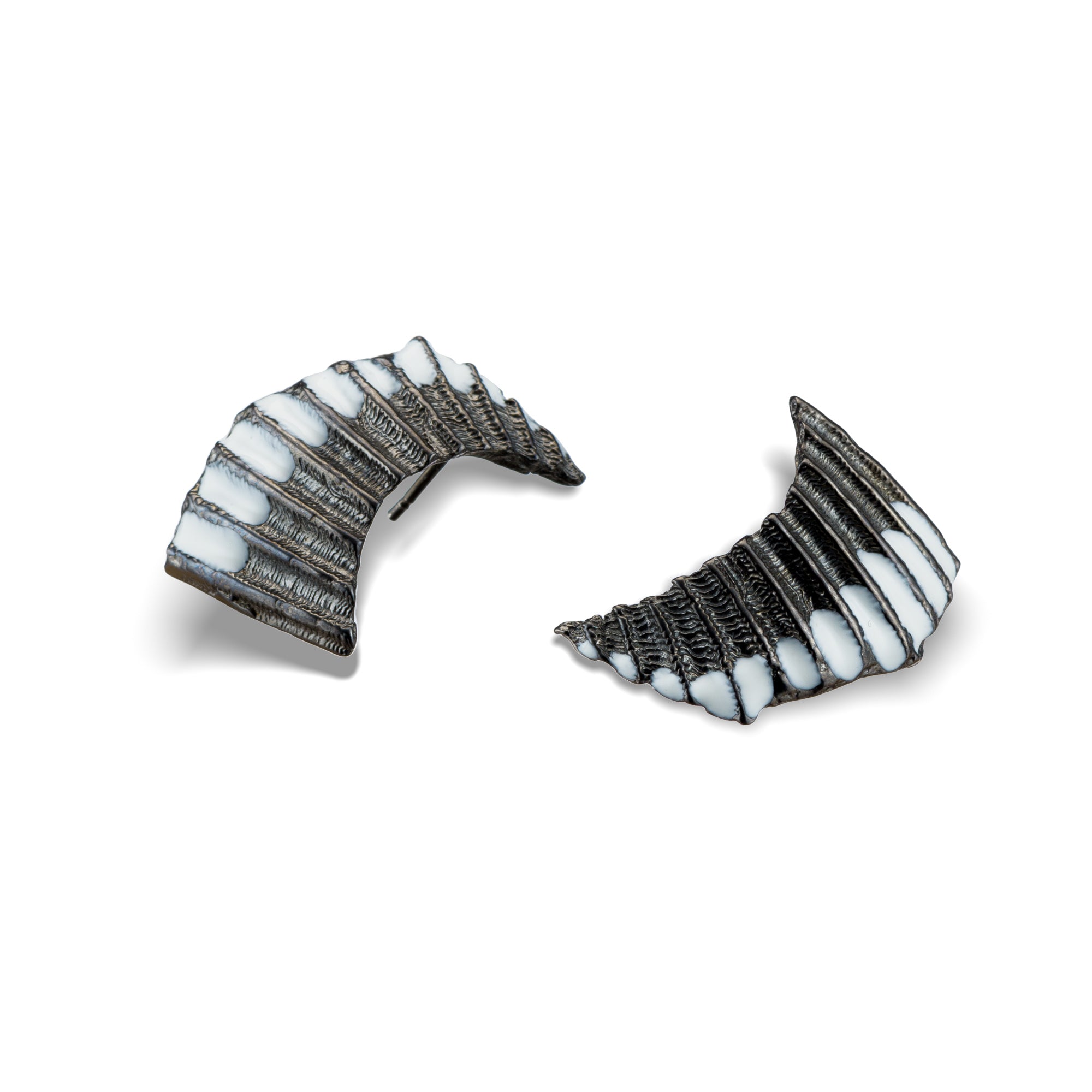 agapi-seastories-seashell-boucles-d-oreilles-clous-mail-noir-blanc image 1