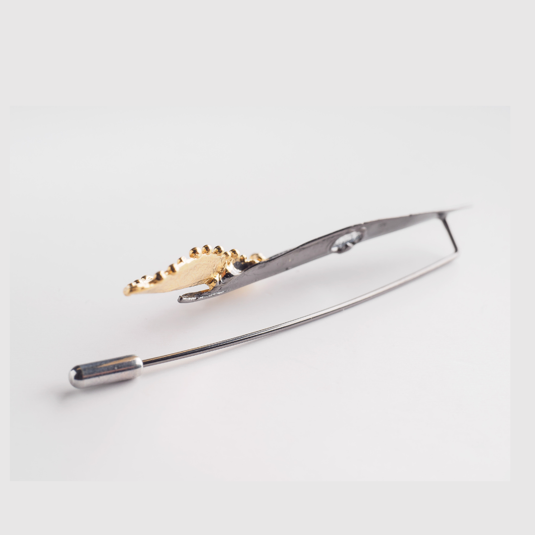 agapi-demitra-deux-feuilles-broche-argent-dor-rhodium-noir image 3
