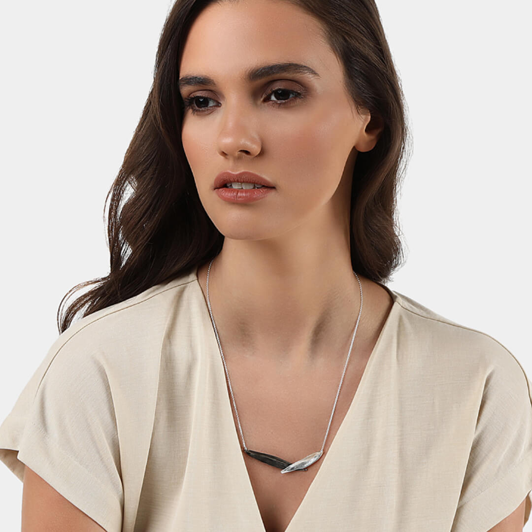 agapi-athena-collier-feuilles-olivier-argent-rhodium-45-cm image 2