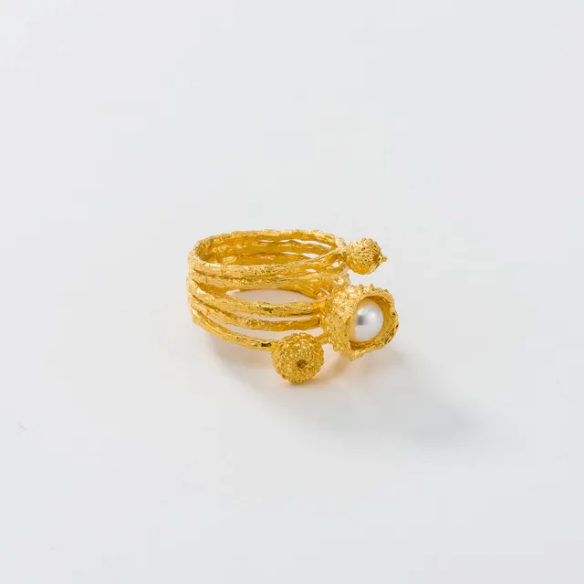 agapi-forest-tales-bague-argent-925-plaqu-or-perle image 1