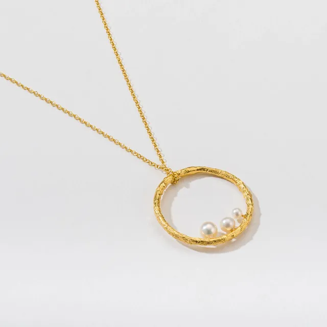 agapi-forestland-collier-branch-hoop-perles-dor image 1
