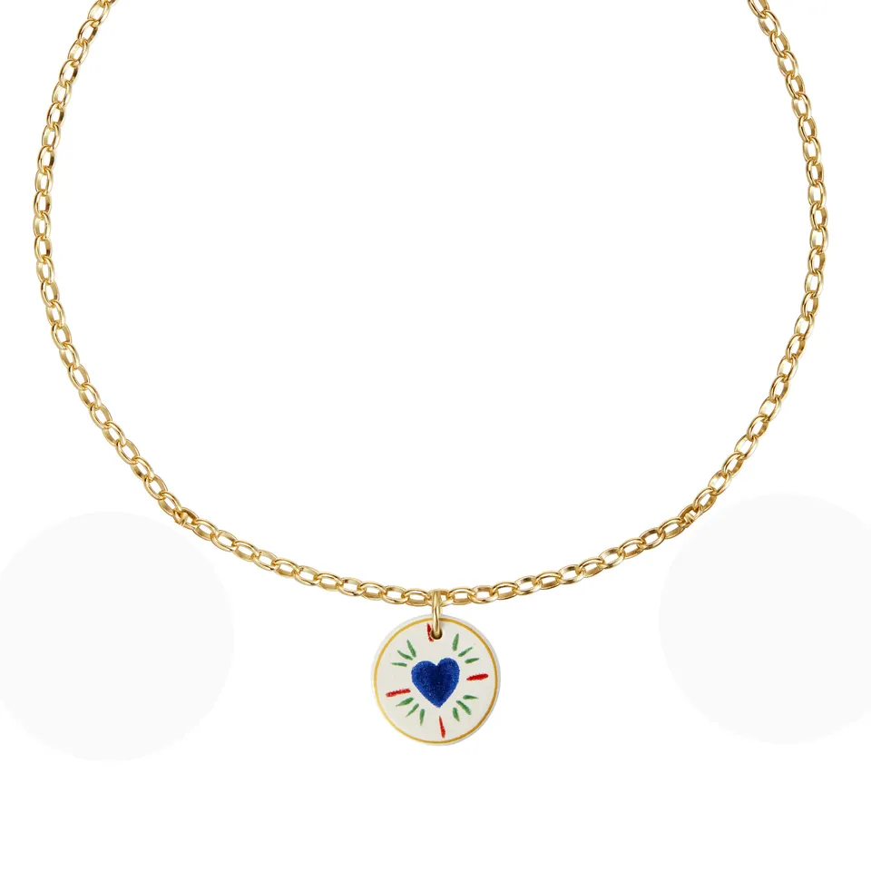 armeria-fa-enz-collier-fa-ence-c-ur-bleu-cha-ne-or-43-cm image 1