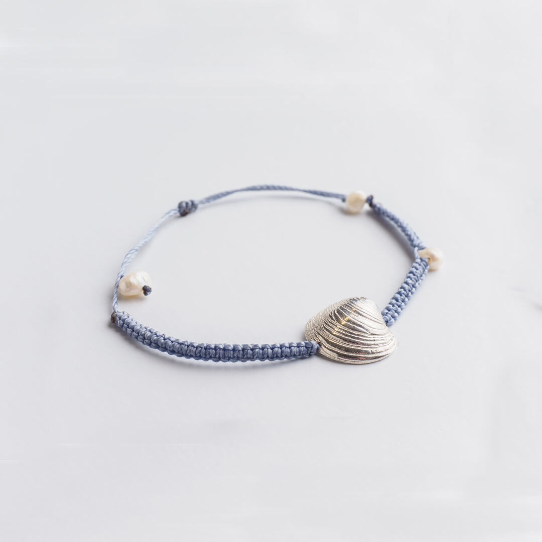 agapi-seastories-palourde-bracelet-macram-argent-bleu image 1