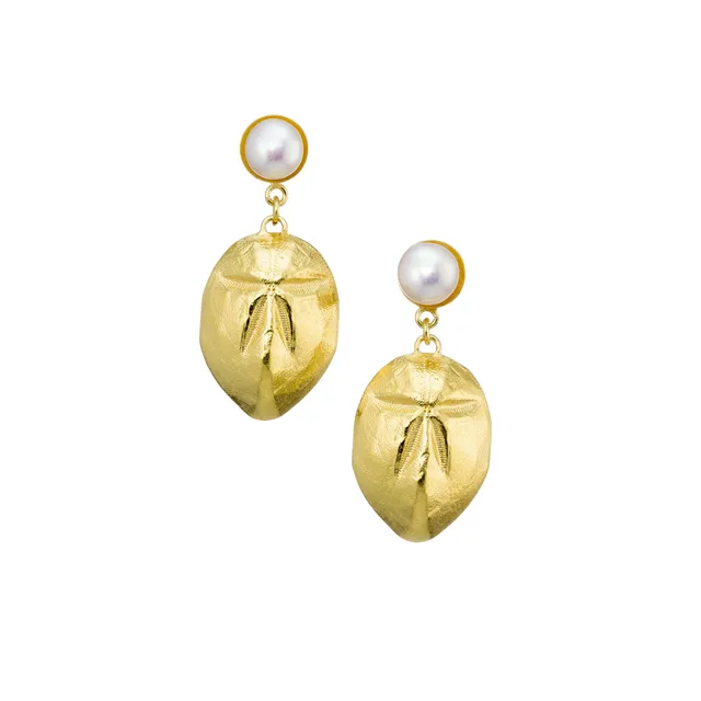agapi-seastories-mellita-boucles-pendantes-oursin-perle-plaqu-or image 1
