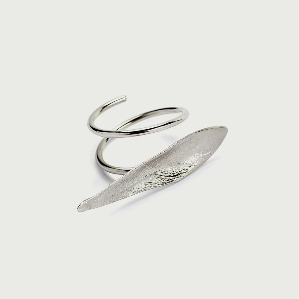 agapi-mediterranean-gold-bague-feuille-d-olivier-argent-r-glable image 1