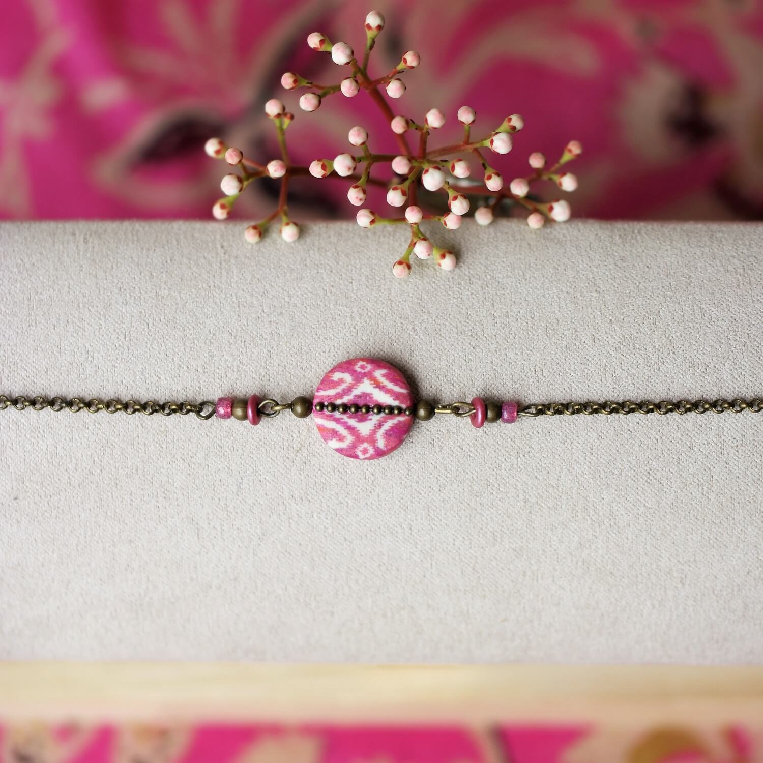 11prunes-nilufar-bracelet-laiton-ikat-magenta-16-cm image 4